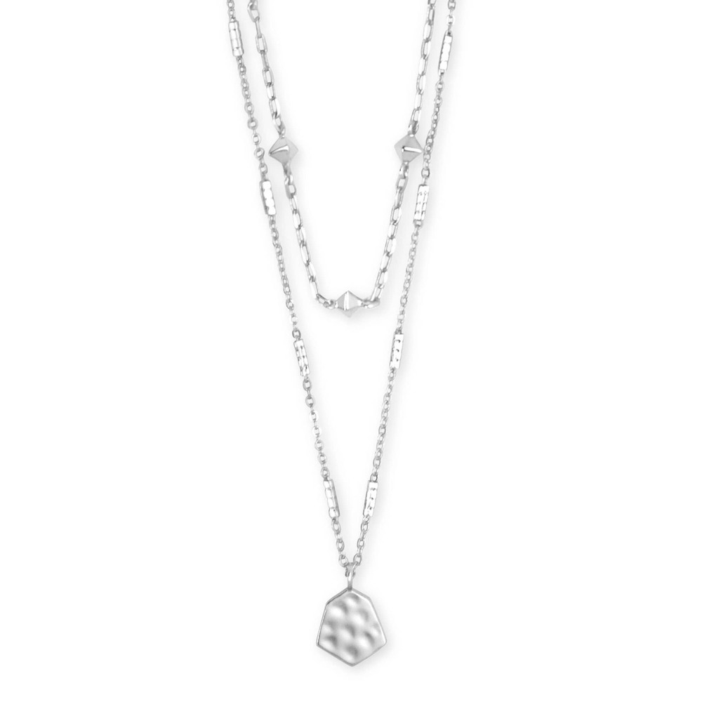 NWT Kendra Scott Clove Multi Strand Necklace in Bright Silver / w/Box & Dustbag